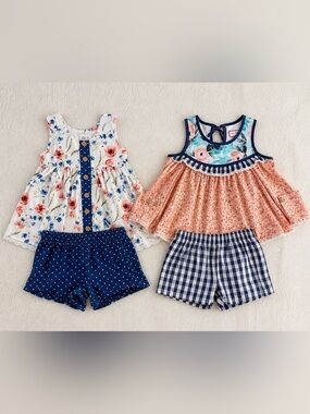 Cheeky Plum Girls 3T Boutique Bundle 2 Sets Floral Shorts Summer Spring